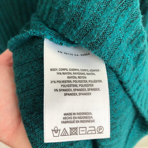 Anthropologie Teal Brushed Cowl Neck Pullover M/L - Picture 6 of 8